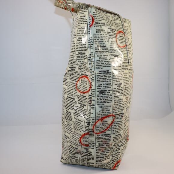 Kate Spade Classifieds Newspaper Print Large Tote Bag Red Lining - Picture 5 of 9